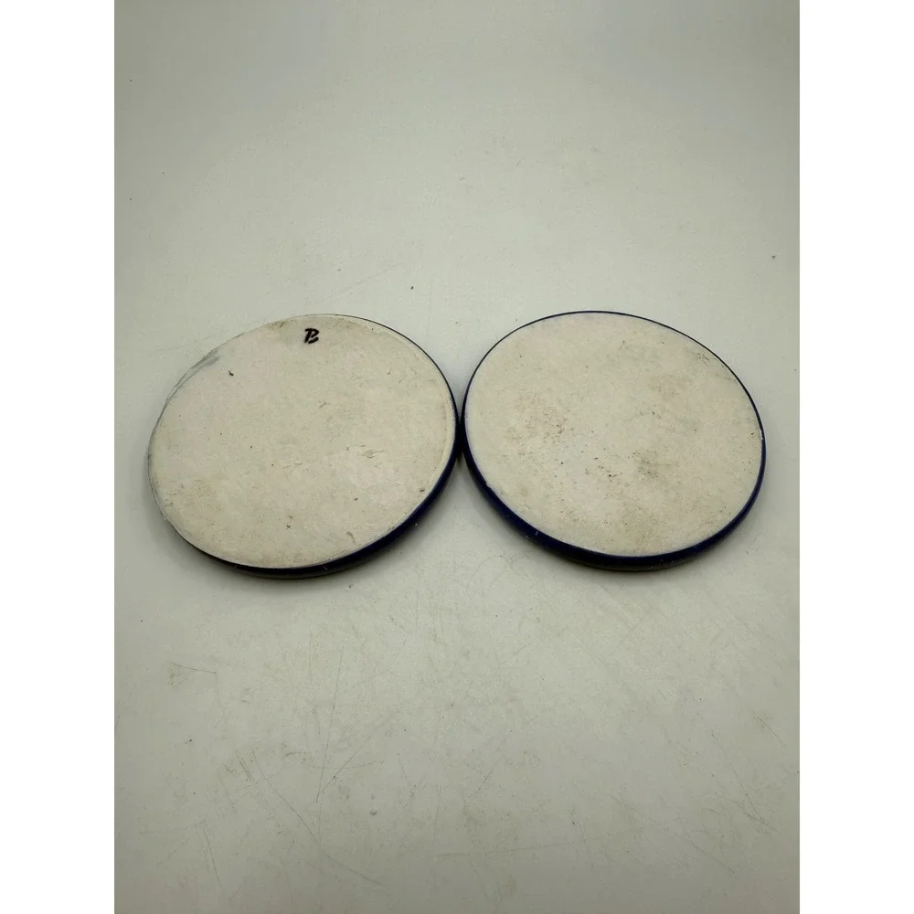 Handmade Blue Ceramic Speckled‎ Coasters Set of 2 Galaxy Splatter Round Pottery